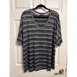 Calvin Klein Jeans Striped V-Neck Knit Top Women's Plus Size XXL Stretch Relaxed